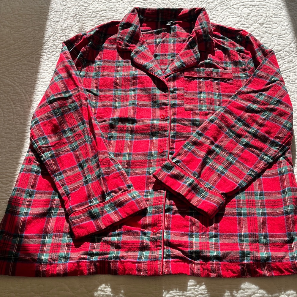 Talbots Cotton Flannel Pajama Top & Pants‎ Set 2 Pieces Womens XL Red Plaid Soft - Picture 6 of 17